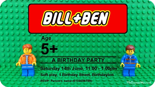 Personalised LEGO birthday party invitation - editable