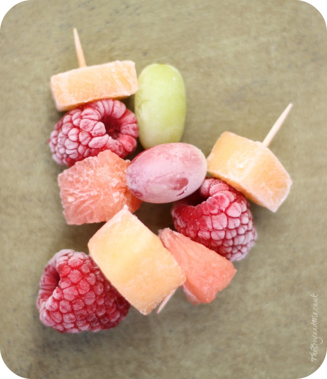 Iced fruit cocktail kebabs