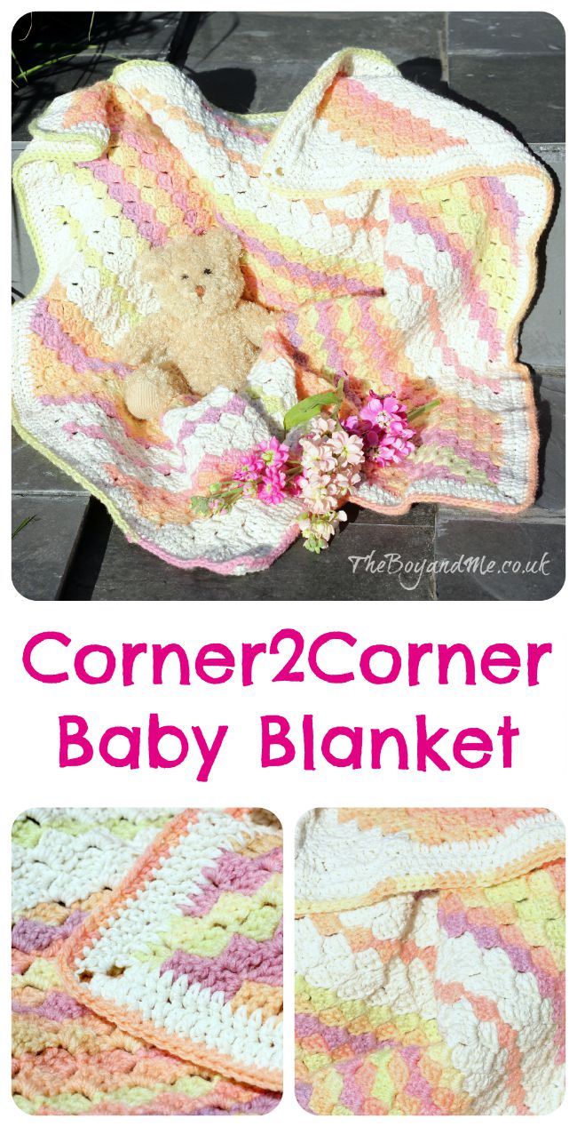 Corner2Corner Baby Blanket pink & peach